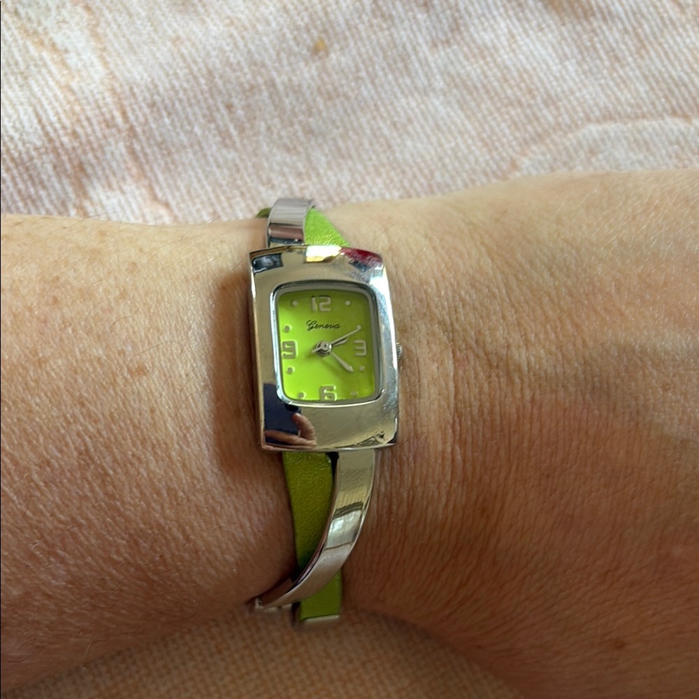 Geneva Women's Silver and Green Watch